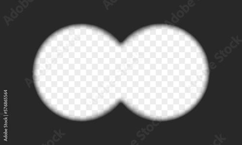 Binocular view template with empty transparent background field. Military, hunting or spy optical instrument for searching, magnifying, exploration, following, investigation. Vector illustration