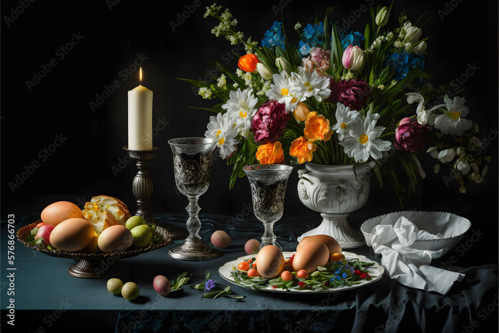 Easter table created with generative AI technology