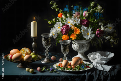 Easter table created with generative AI technology