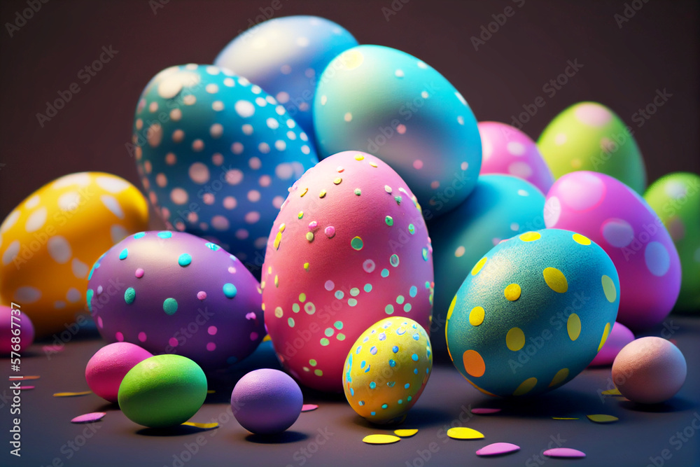 Easter eggs on a gray background. Easter. Easter eggs on a gray background. Easter.
