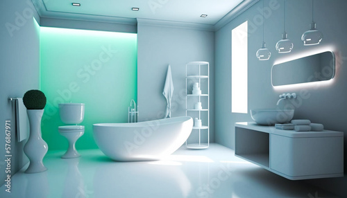 medern pastel color light brigrt bathroom  interior