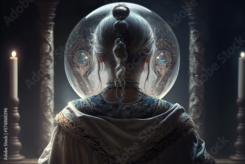 A psychic using a magic, concept of Divination and Clairvoyance, created with Generative AI technology