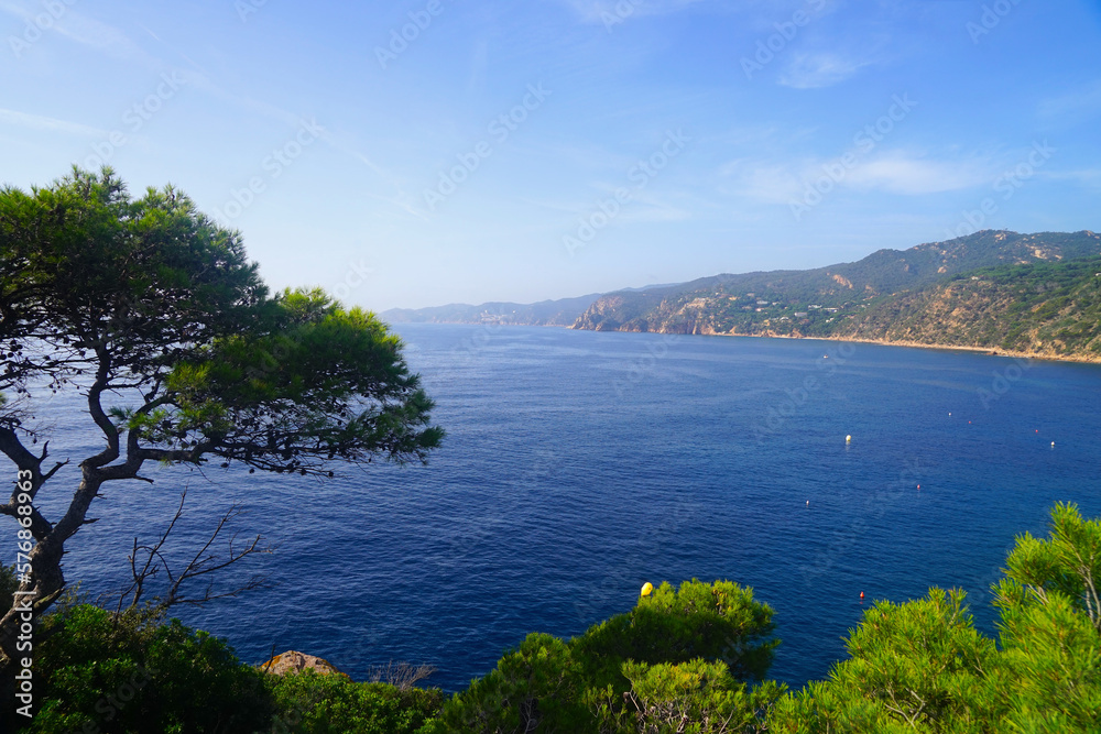 view of the typical landscape of Costa Brava with cliffs at the sea that gives its name, 