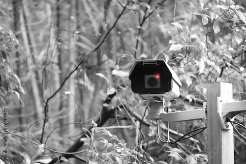 監視カメラのある風景　モノクローム photo