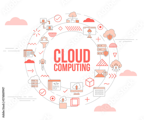 cloud computing concept with icon set template banner and circle round shape