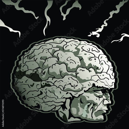Hand drawn human brain