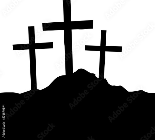 Calvary Crosses Silhouette Illustration