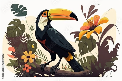 The exotic Brazilian bird  the toucan. Generative AI