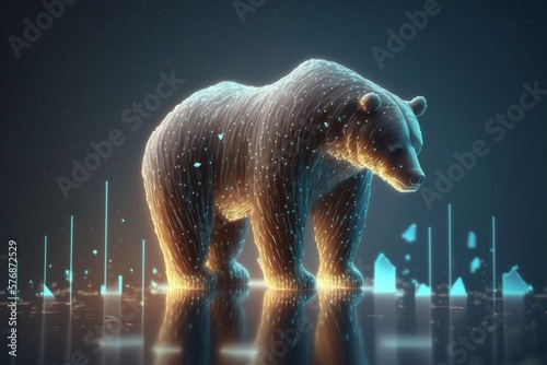 Stock Market Chart - Bear Market - Financial Backgrounds - Cryptocurrency - Recession Hard Landing - Angry Bear - Stocks Falling Graphic Illustration - Wall Street Investor - Generative AI Design