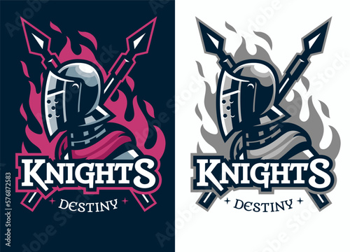 Fotografia Warrior Knight Logo Style Set