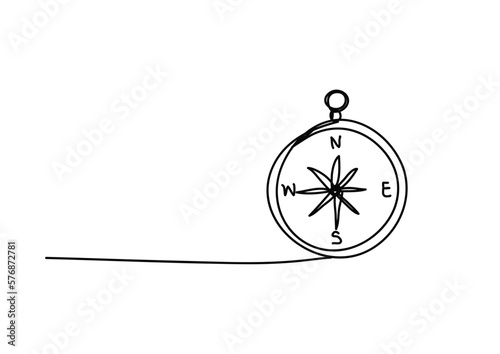 compass , line drawing style ,  idea concept  , Vector Illustration.