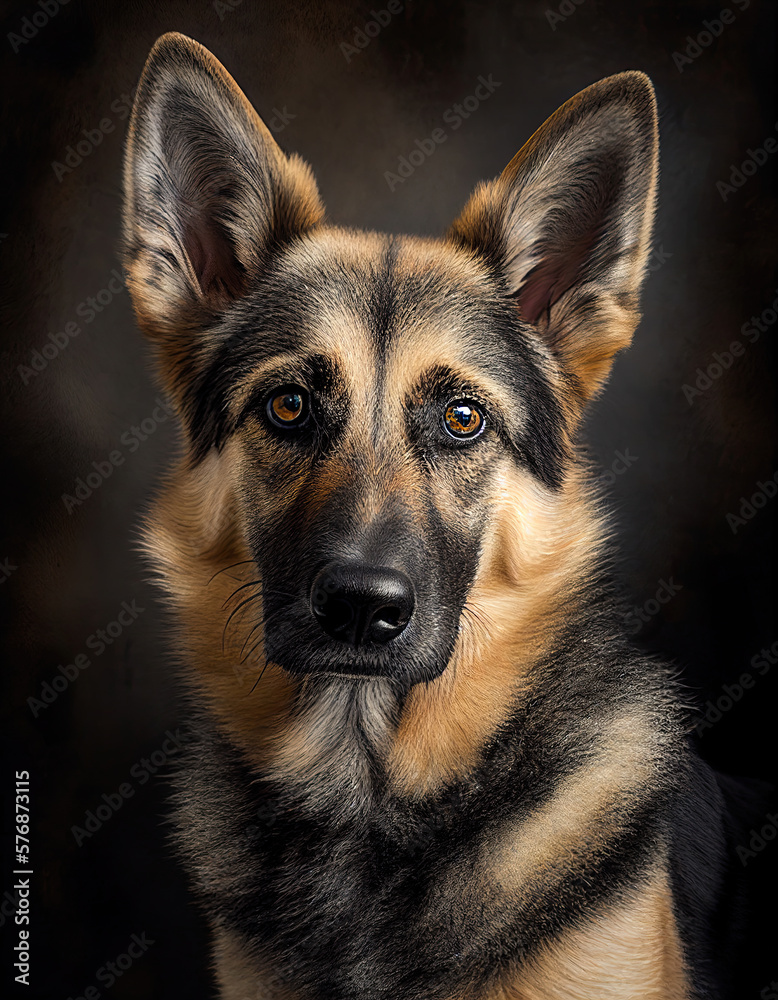 Beautiful German Shepherd Illustration Image Realistic Painting. Generative AI Beautiful German Shepherd Illustration Image Realistic Painting. Generative AI