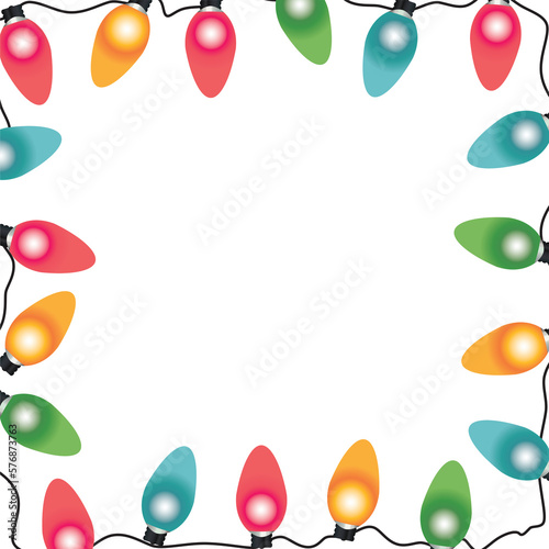 Colorful Christmas Lights on a Transparent Background Illustration