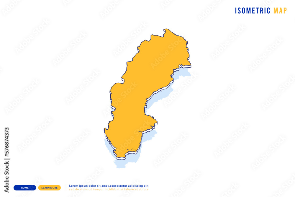 Abstract Yellow map of Sweden on white background. Vector modern isometric concept greeting Card illustration eps 10.