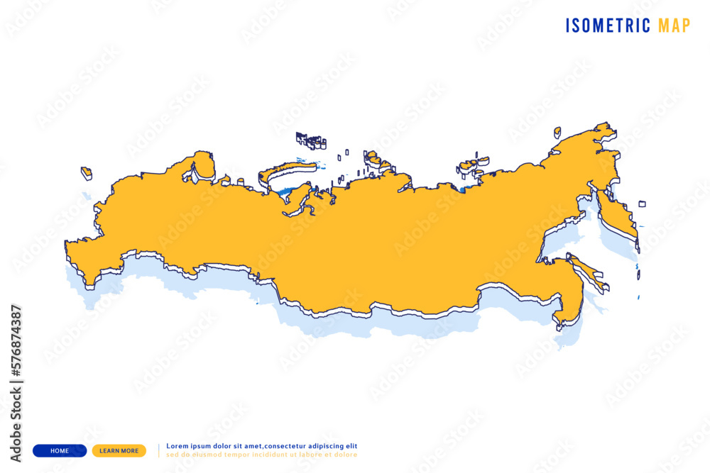 Obraz premium Abstract Yellow map of Russia on white background. Vector modern isometric concept greeting Card illustration eps 10.