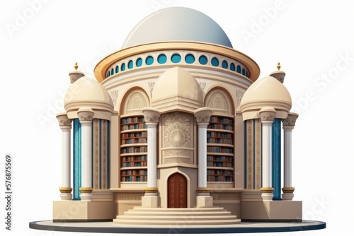 The Scroll Monument of the House of Wisdom Library, Sharjah University City, United Arab Emirates, April 18, 2021. The library has more than 100,000 volumes. Generative AI