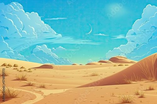 Desert scenery with seemingly endless dunes of sand. Generative AI