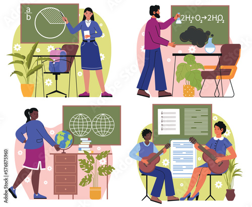Set of different school teachers