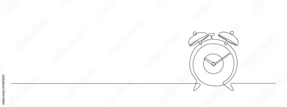 Clock Ringing Tracing Line One continuous line drawing of morning alarm clock. Ringing watch to ...