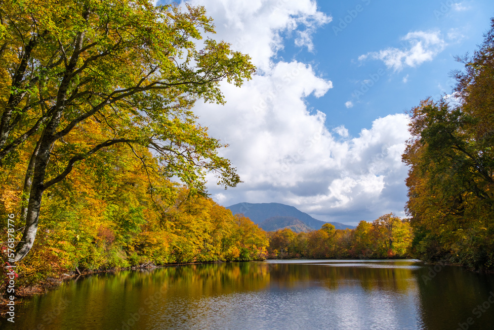 Fototapeta premium 鎌池の山並