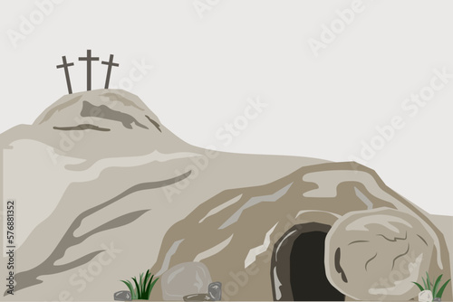 Easter cave stone. Vector illustration.