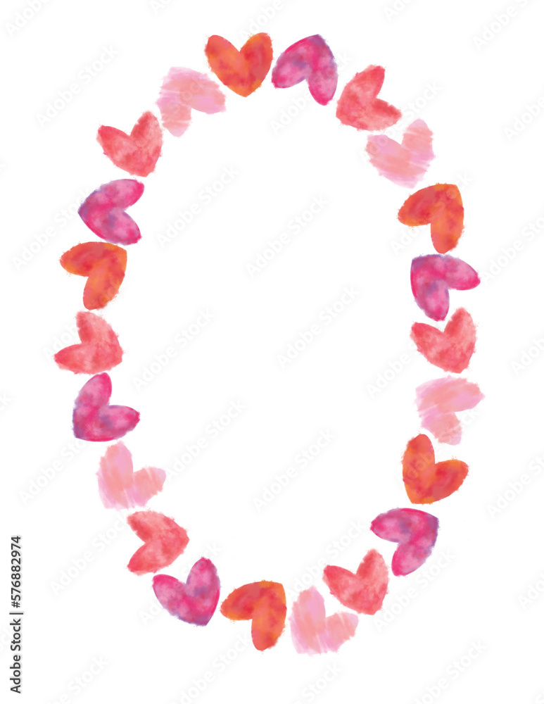 Valentine Day Heart Oval Frame. Romantic Design for Advertisement, Greeting Card, Invitation, Banner etc.