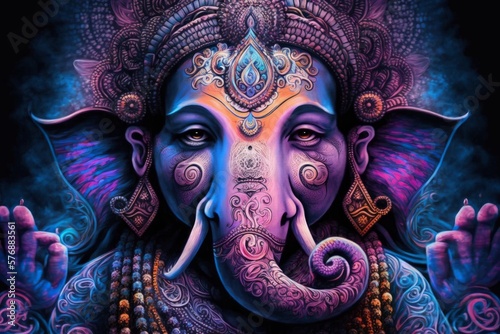 Ganesh the Indian Deity in full glory - Generative AI Illustration 