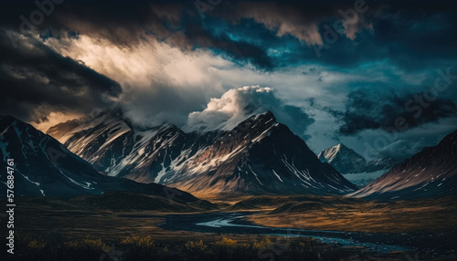 Winter, beautiful mountains. Generative AI. © Iaroslava