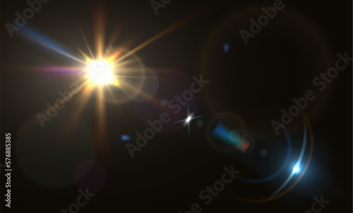 Abstract golden light rays with sparks. Exploding gold glitter with sparkling illustration isolated on black background