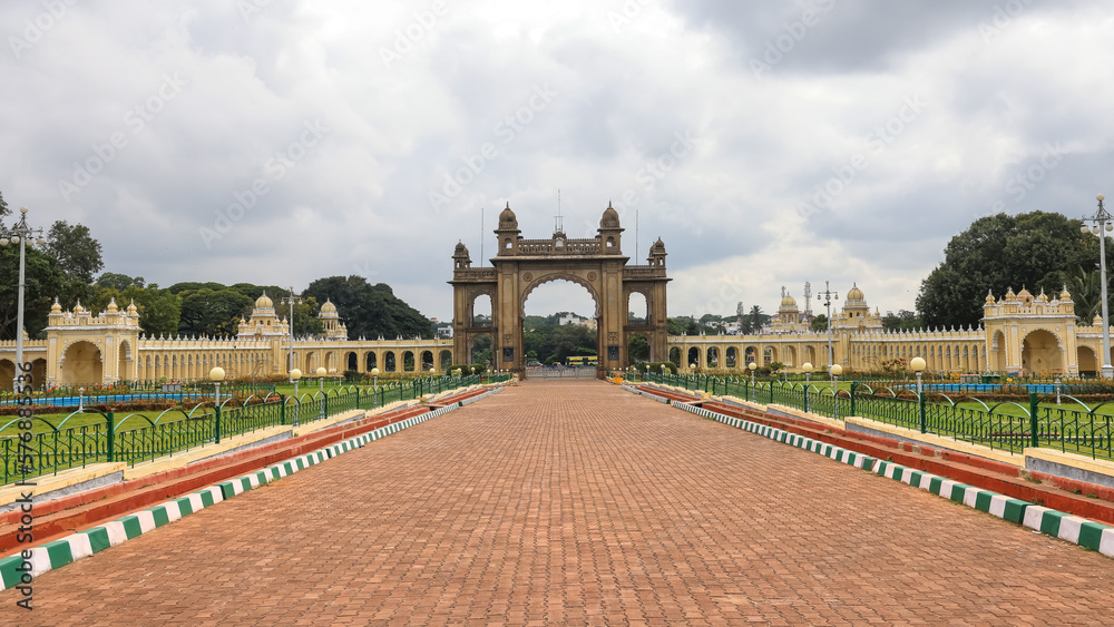 Entrance of the Mysore Maharaja palace also known as Amba Vilas Palace, built in 1912 by Wadiyar kings.