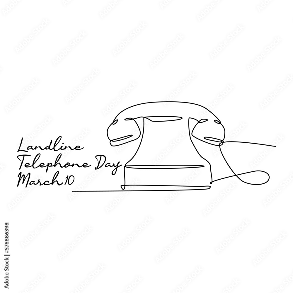 single line art of landline telephone day good for national landline