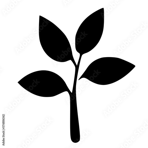 black and white of leaf icon