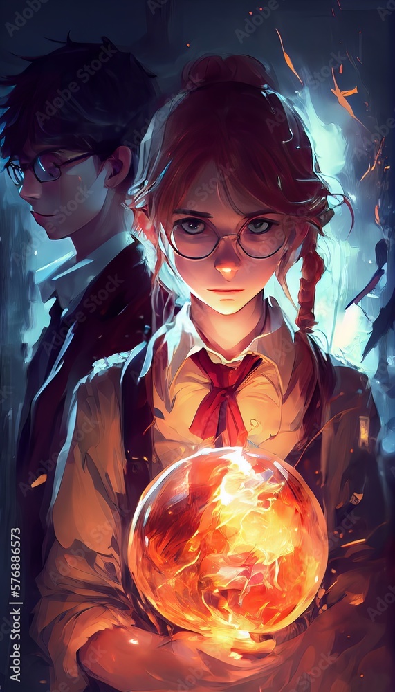 The Magical Duo: A Stunning Anime Style Illustration Of A Boy And Girl