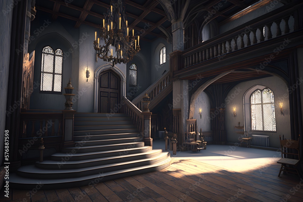 castle interior created using AI Generative Technology