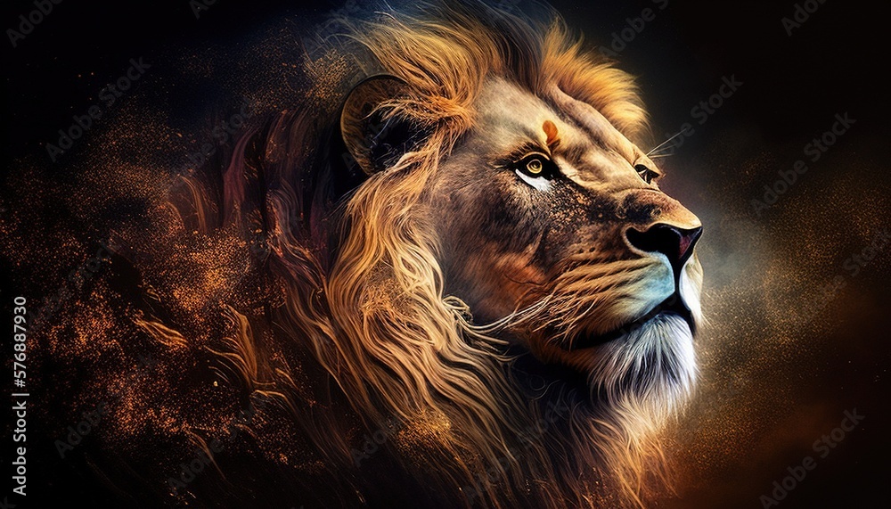 Naklejka premium Majestic lion digital art illustration