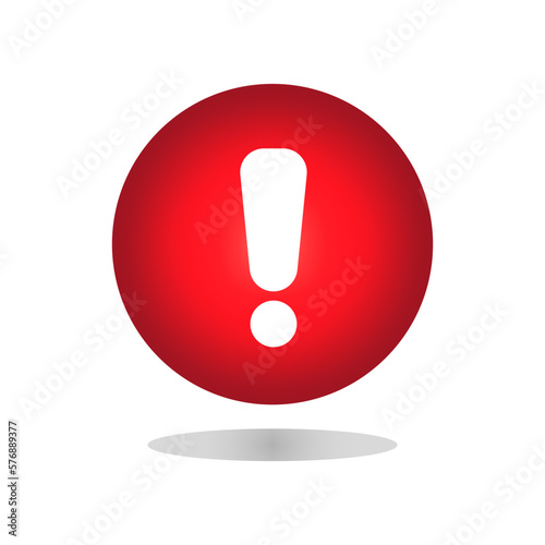 Red button exclamation mark. Vector illustration.