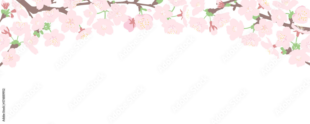 桜の花のトンネルのシンプルな横長バナー、ヘッダーデザイン
