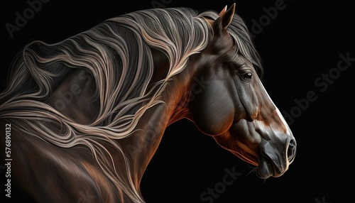 Horse in profile view digital art illustration