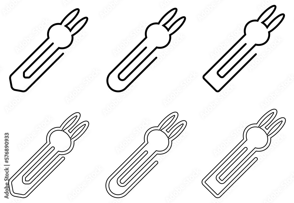 Paper clip icon set with character on white background Paper clip icon set with character on white background