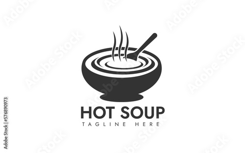 Hot delicious soup logo template.