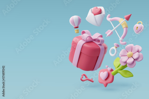 3d Vector icon set of Valentine's day and love anniversary, Valentine's Day Concept.