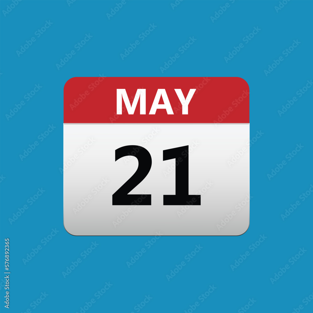 21th May calendar icon. May 21 calendar Date Month icon. Vector illustration 21th May calendar icon. May 21 calendar Date Month icon. Vector illustration