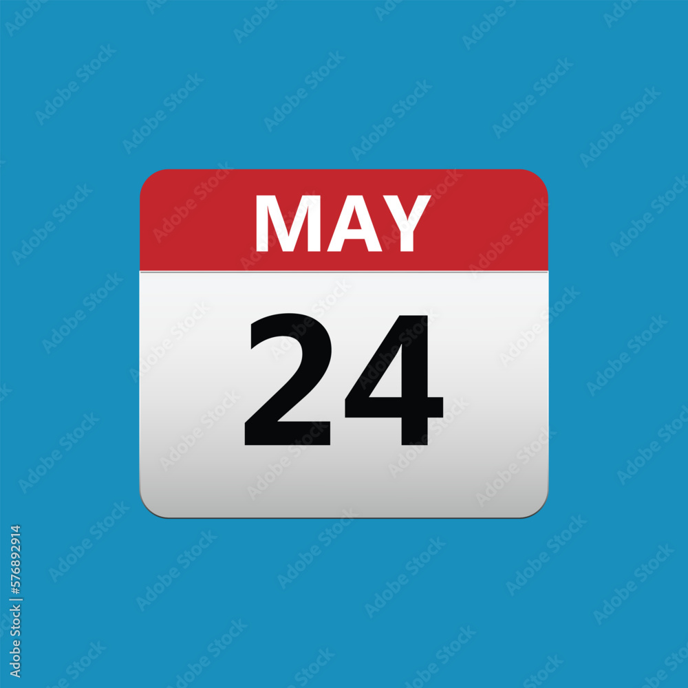 24th May calendar icon. May 24 calendar Date Month icon. Vector illustration 24th May calendar icon. May 24 calendar Date Month icon. Vector illustration