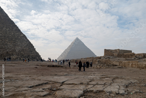 Tourists at the Egyptian Pyramids