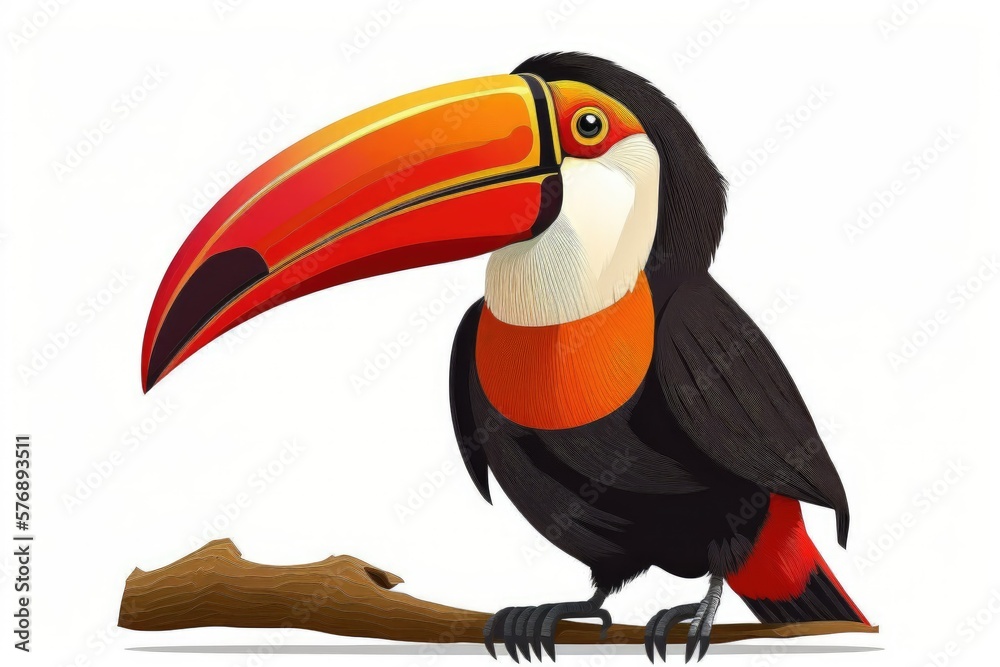 Naklejka premium Ramphastos toco, or the toco toucan, on a white background. Generative AI