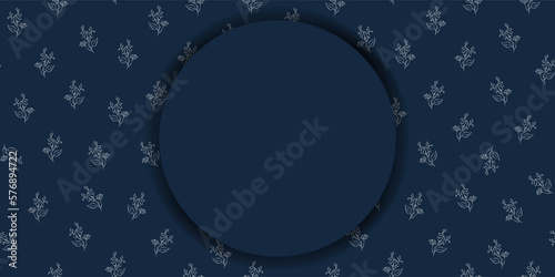 Vector. Chamomile flower background, copy space for text. Horizontal 
blue template for card, wedding invitation, party invitation, flyer, cover, brochur, social network. Hand-drawn sketch.