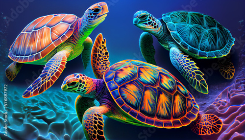 turtle swimming colors