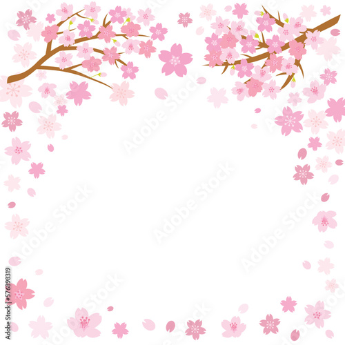 春の桜の背景イラスト スクエア © Third Stone