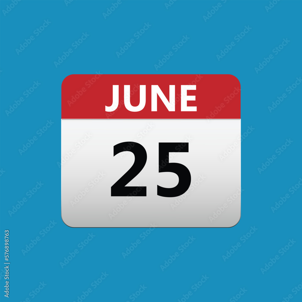 25th June calendar icon. June 25 calendar Date Month icon 25th June calendar icon. June 25 calendar Date Month icon