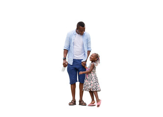 Cheerful African American father and daughter